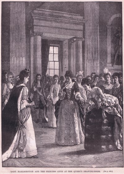 Lady Marlborough e la Principessa Anna alla sala del trono della regina, 1692 da Walter Stanley Paget